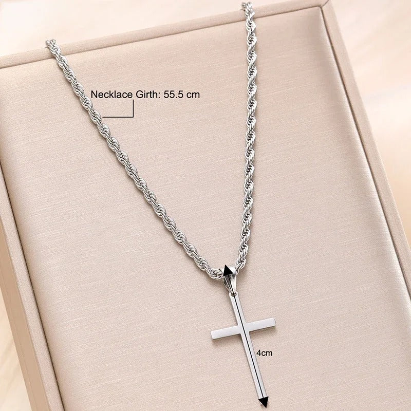 Stainless Steel Cross Pendant Necklace for Men Women